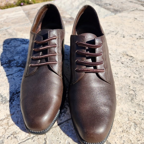 Aerosoles Women's Brown Leather Comfortable Slip-On Stack/Chunk Pump Heel Size 7 - Picture 3 of 12